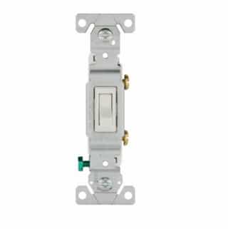 15 Amp Single Pole Toggle Switch, Auto Ground, Residential, White