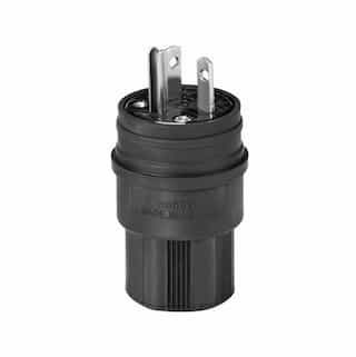 15 Amp Watertight Plug, NEMA 6-15P, Black