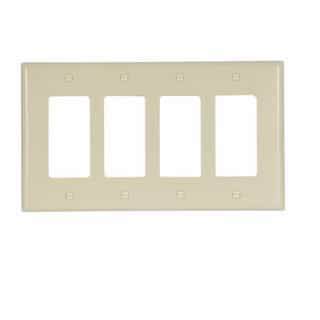 4-Gang Mid-Size Decorator Wallplate, Ivory