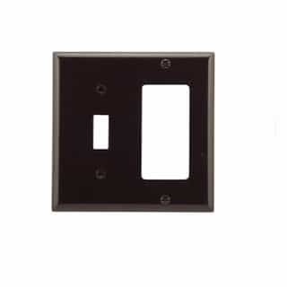 2-Gang Thermoset Toggle & Rocker Switch Combo Wallplate, Brown