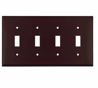 4-Gang Thermoset Toggle Switch Wallplate, Brown