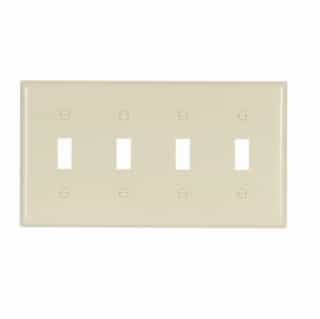 4-Gang Thermoset Toggle Switch Wallplate, Ivory