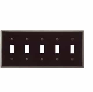 5-Gang Thermoset Toggle Switch Wallplate, Brown