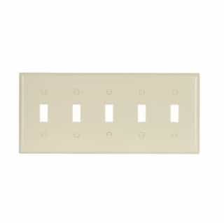 5-Gang Thermoset Toggle Switch Wallplate, Ivory