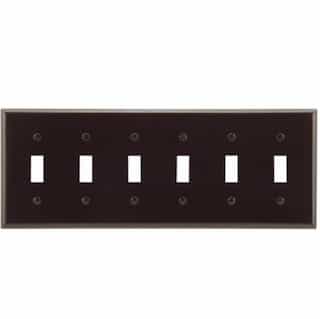 6-Gang Thermoset Toggle Switch Wallplate, Brown