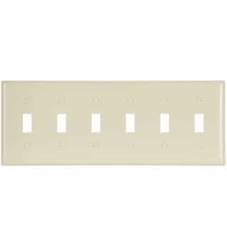 6-Gang Thermoset Toggle Switch Wallplate, Ivory
