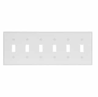 6-Gang Thermoset Toggle Switch Wallplate, White