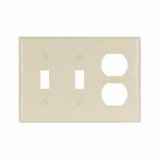 3-Gang Thermoset Duplex Receptacle & Toggle Switch Wallplate, Ivory