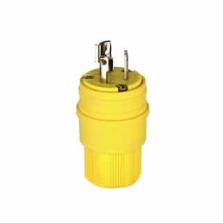 15 Amp Locking Plug, NEMA L6-15, Watertight, Yellow