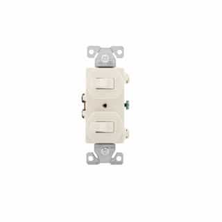 15 Amp Combination Toggle Switch, Single-Pole, 120V-277V, Almond