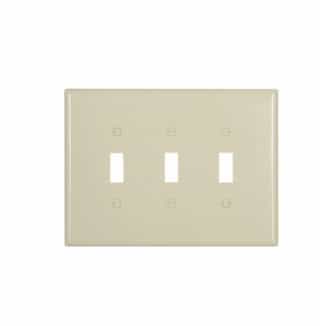 3-Gang Toggle Switch Wall Plate, Oversize, Ivory