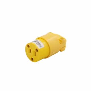 15 Amp Straight Blade Connector, Armored, 2-Pole, 2-Wire, #18 - #12 AWG, 125V, Yellow