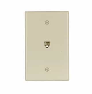 4-Conductor Phone Wall Jack, RJ14, Mid-Size, Ivory