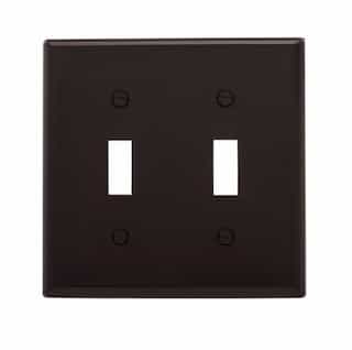 2-Gang Double Toggle Switch Wall Plate, Standard, Brown