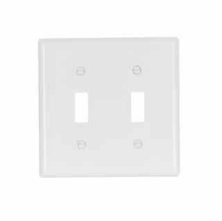 2-Gang Double Toggle Switch Wall Plate, Standard, White