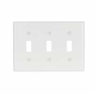 Eaton Wiring 3-Gang Toggle Switch Wall Plate, Standard, White