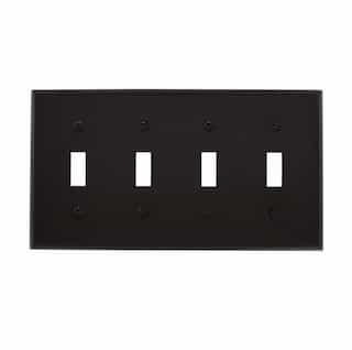 4-Gang Toggle Switch Wall Plate, Standard, Black