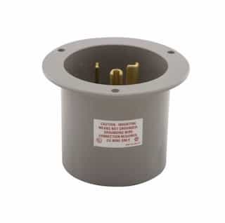 30 Amp Flanged Inlet Connector, Grey