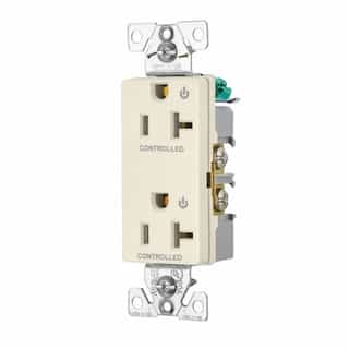 20 Amp Dual Controlled Decorator Receptacle, 2-Pole, #14-10 AWG, 125V, Ivory