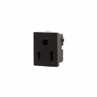 15 Amp Snap-In Single Receptacle w Quick Connect, 2-Pole, 3-Wire, 125V, Black