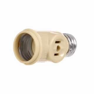 660W NEMA 1-15R Medium Base Socket Adapter w/ Keyless Switch, Ivory