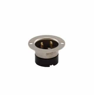15 Amp Flanged Inlet Connector, ML1, Phenolic Body, Black