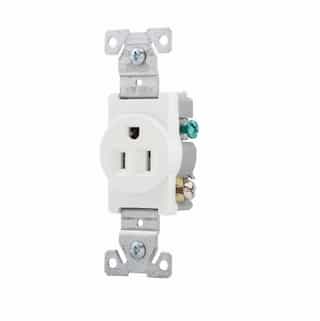 15 Amp 2P3W Single Receptacle, Commercial Grade, White