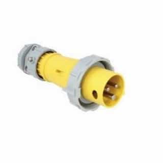 16 Amp Pin and Sleeve Plug, 2-Pole, 3-Wire, 110V-130V, Yellow