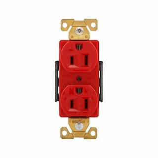 15A Modular Duplex Receptacle, 2-Pole, 3-Wire, 125V, Red