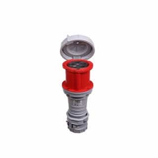 60 Amp Pin and Sleeve Connector, 4-Pole, 5-Wire, 480V, Red