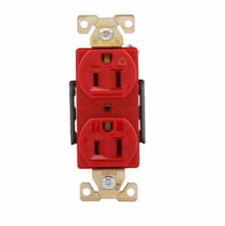 15 Amp Duplex Receptacle, Isolated Ground, Red