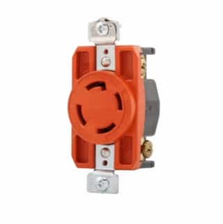 30 Amp Single Receptacle, Locking, NEMA L15-30, Industrial, Orange