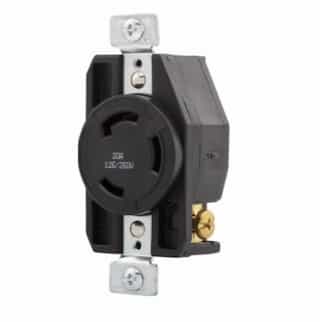 20 Amp Locking Single Receptacle, NEMA L10-30R, Industrial, Black