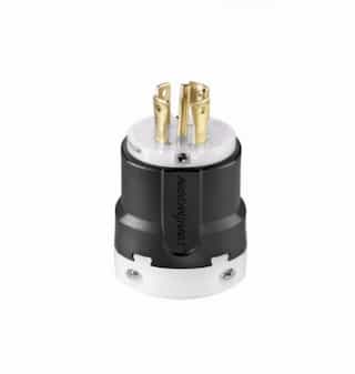 30 Amp Locking Plug, NEMA L22-30, Black/White
