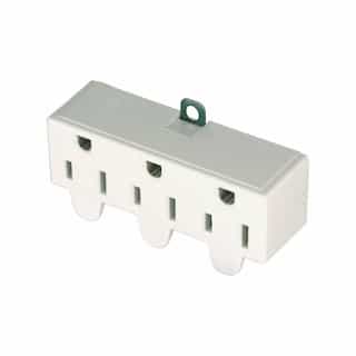 15A Adapter Ground 3 Outlet with Grounding Lug, 125V, White