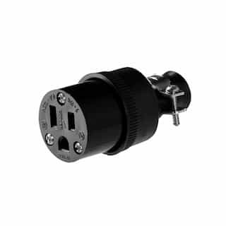15A Connector Theroplastic Rubber, 2-Pole, 3-Wire, Straight, 125V, BK