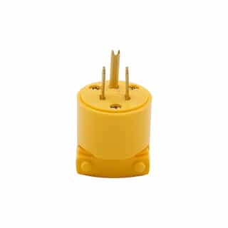 15A Electrical Plug, Vinyl, Straight, 2-Pole, 2-Wire, 125V, Yellow
