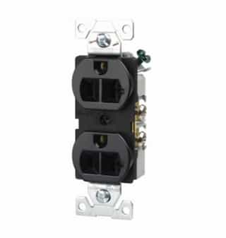 20 Amp Duplex Receptacle , Auto-Grounded, Commercial, Black