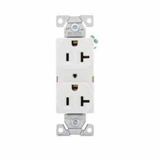 20 Amp Duplex Receptacle, Auto-Grounded, Commercial, White