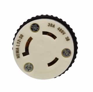 Eaton Wiring 30 Amp Locking Connector, NEMA L12-30, 480V, Black/White