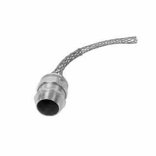 Strain Relief Cord Grip, 1" fitting, .63-.75", 45 Degrees, Aluminum Body