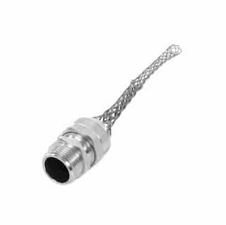Strain Relief Cord Grip, 1" fitting, .75-.88", Straight, Aluminum Body