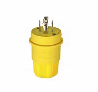 30 Amp Locking Plug, Watertight, NEMA L15-30, 250V, Yellow