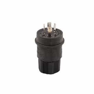 20 Amp Locking Plug, Watertight, NEMA L22-20, Black