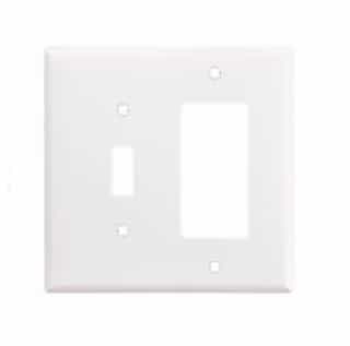 2-Gang Combination Wall Plate, Toggle & Decora, Mid-Size, White