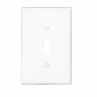 1-Gang Toggle Wall Plate, Mid-Size, Polycarbonate, White