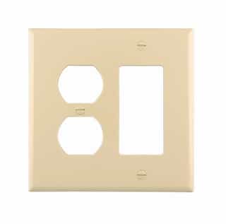2-Gang Combination Wall Plate, Mid-Size, Duplex & Decora, Ivory