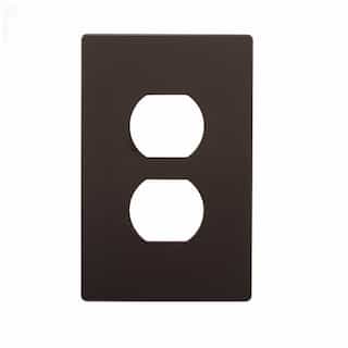 1-Gang Duplex Receptacle Wall Plate, Mid-Size, Screwless, Polycarbonate, Black