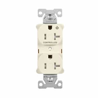 20 Amp Dual Controlled Duplex Receptacle, Tamper Resistant, Light Almond