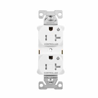 20 Amp Dual Controlled Duplex Receptacle, Tamper Resistant, White
